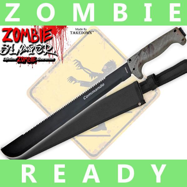 Full Tang Undead Slayer Sawback Machete - Hunting Camo