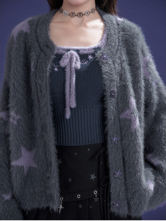 Fuzzy Star Cardigan