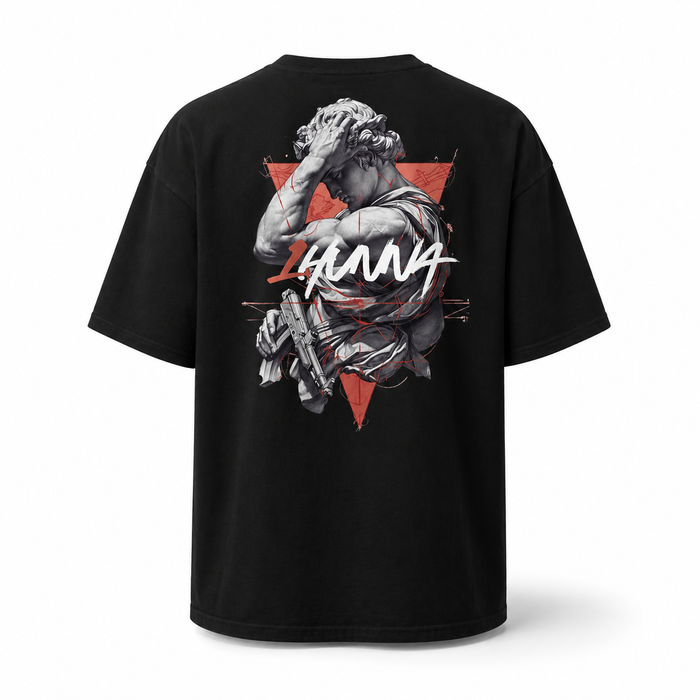 1HUNNA Gallery 001 Fallen Angel T-shirt in zwart – achterkant