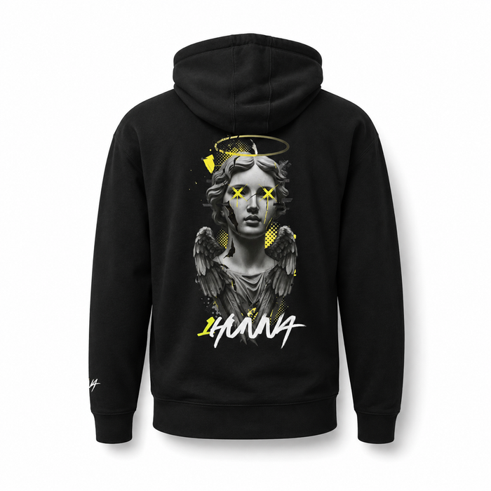 1HUNNA Gallery 002 Chaotic Angel Hoodie in zwart – achterkant