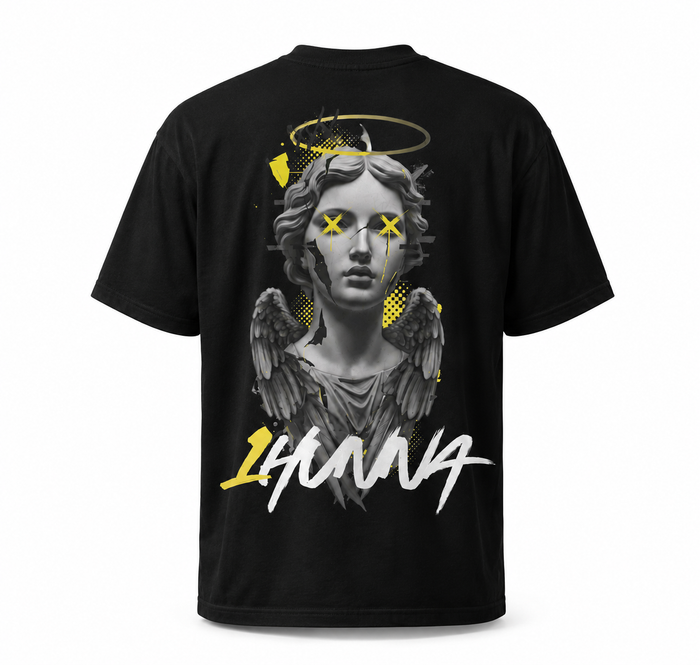 1HUNNA Gallery 004 Chaotic Angel T-shirt in zwart – achterkant