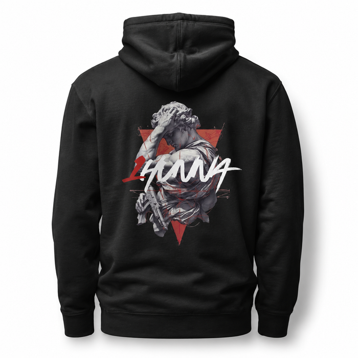 1HUNNA Gallery 005 Fallen Angel Hoodie in zwart – achterkant
