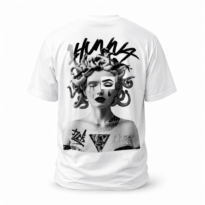 1HUNNA Gallery 005 Queen of Curses T-shirt in wit – achterkant