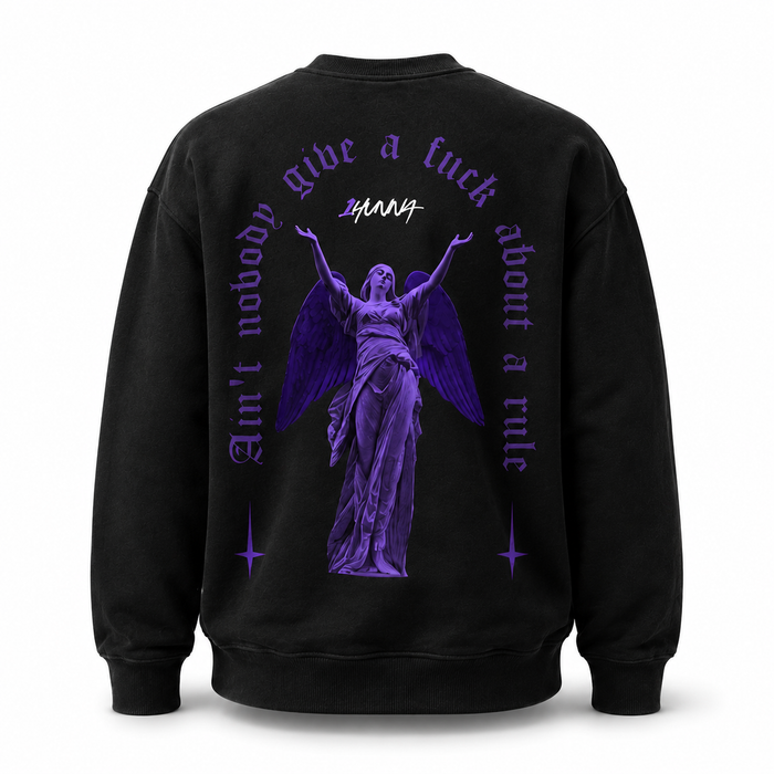 1HUNNA Gallery Give No F#ck Sweater in zwart – achterkant