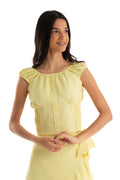Gathered Shoulder Button Blouse