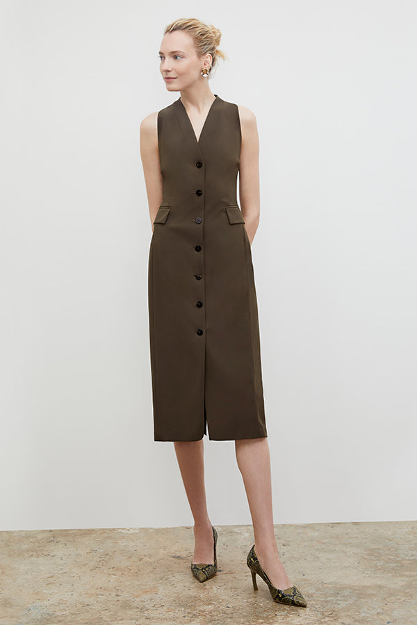 Front image of a woman wearing the Ginger Pump in Black / Olive | Grid Hover | Exclude