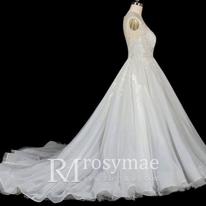 Glamorous Fall Ballgown Wedding Dress with Lace Long Sleeves