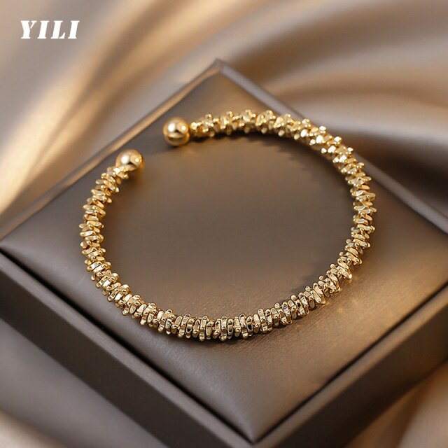 Gold Metal Open Bracelet Adjustable Fashion Gothic Metal Bangle for Women - foxberryparkproducts