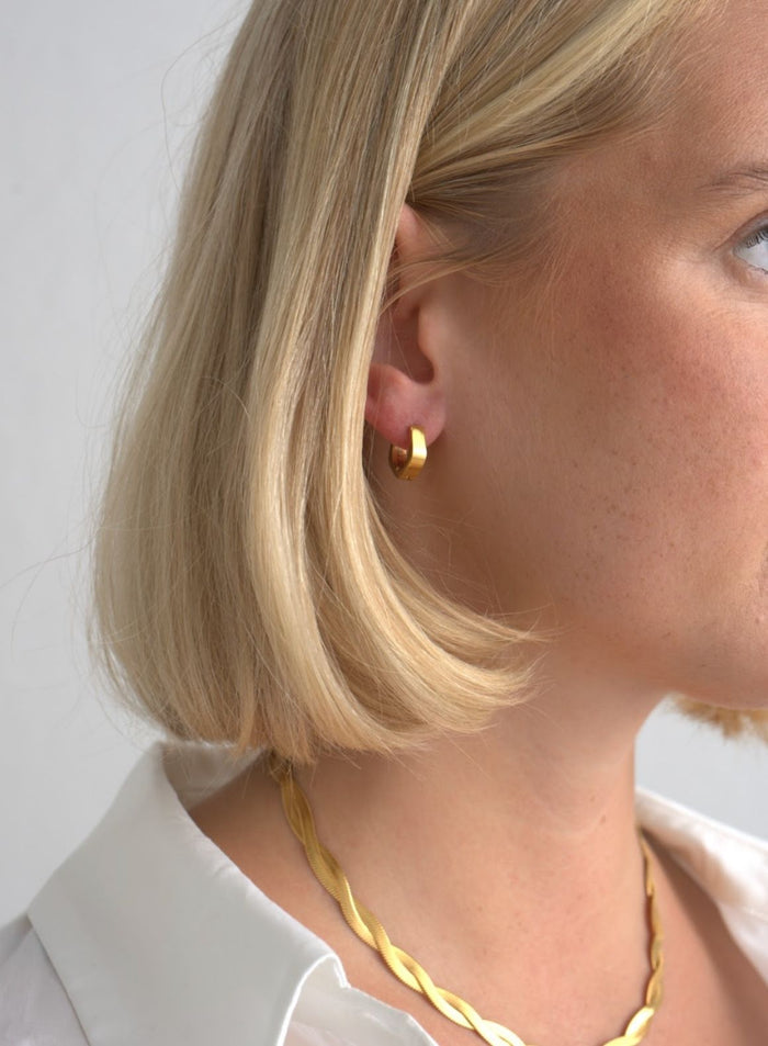 Gold Waterproof Angle Hoop Earrings
