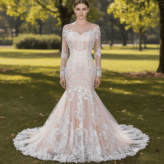 Gorgeous Lace Mermaid Long Sleeves Wedding Dresses - Rosymae
