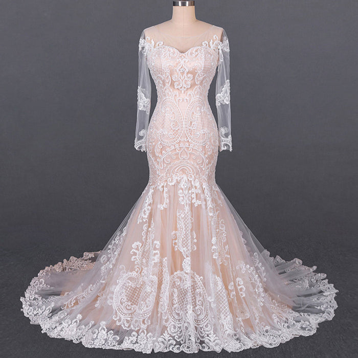Gorgeous Lace Mermaid Long Sleeves Wedding Dresses - Rosymae