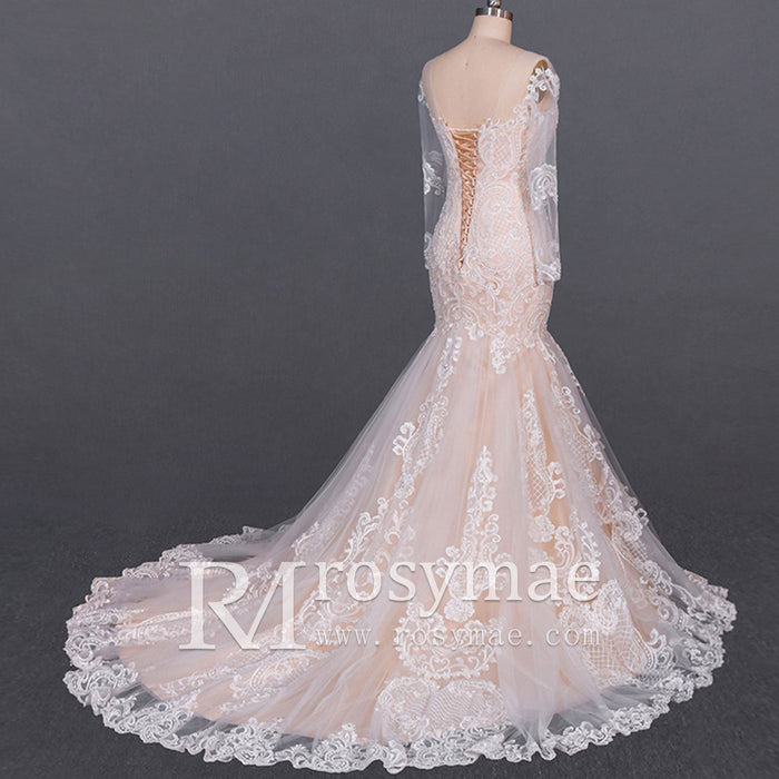 Gorgeous Lace Mermaid Long Sleeves Wedding Dresses - Rosymae