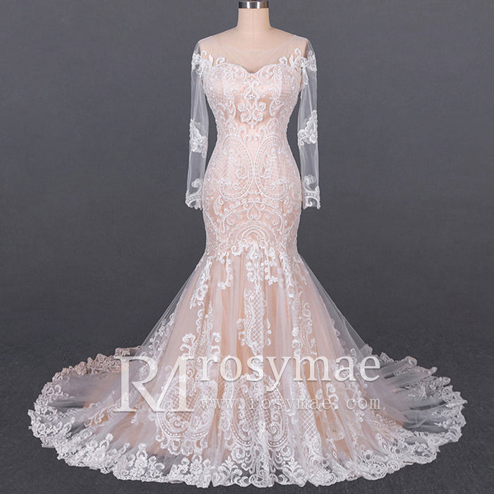 Gorgeous Lace Mermaid Long Sleeves Wedding Dresses - Rosymae