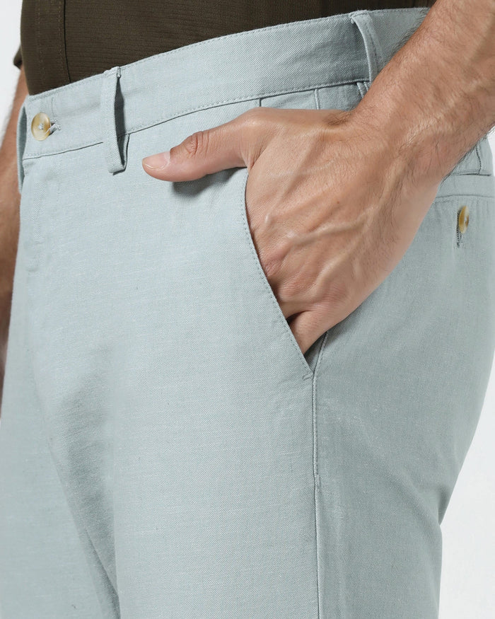 Green Linen Solid Khakis - Judas
