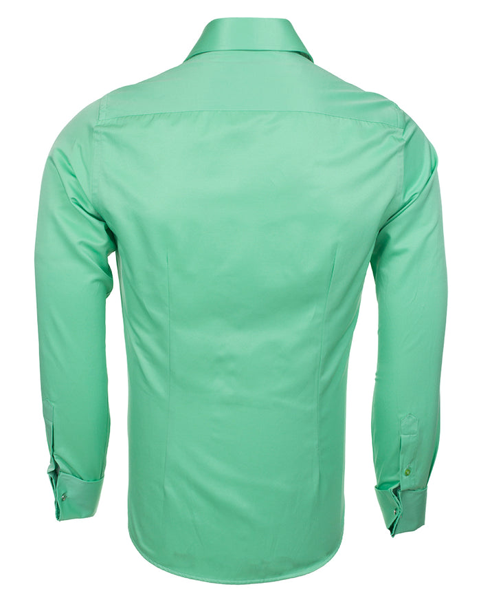 Green Plain Double Cuff Shirt-Makrom