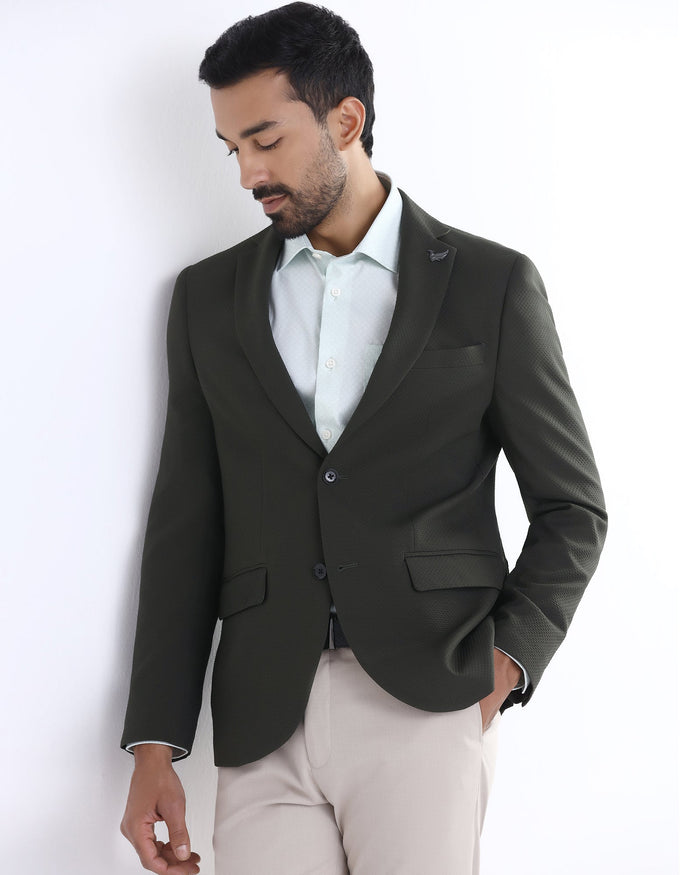 Green Textured Blazer - Cano