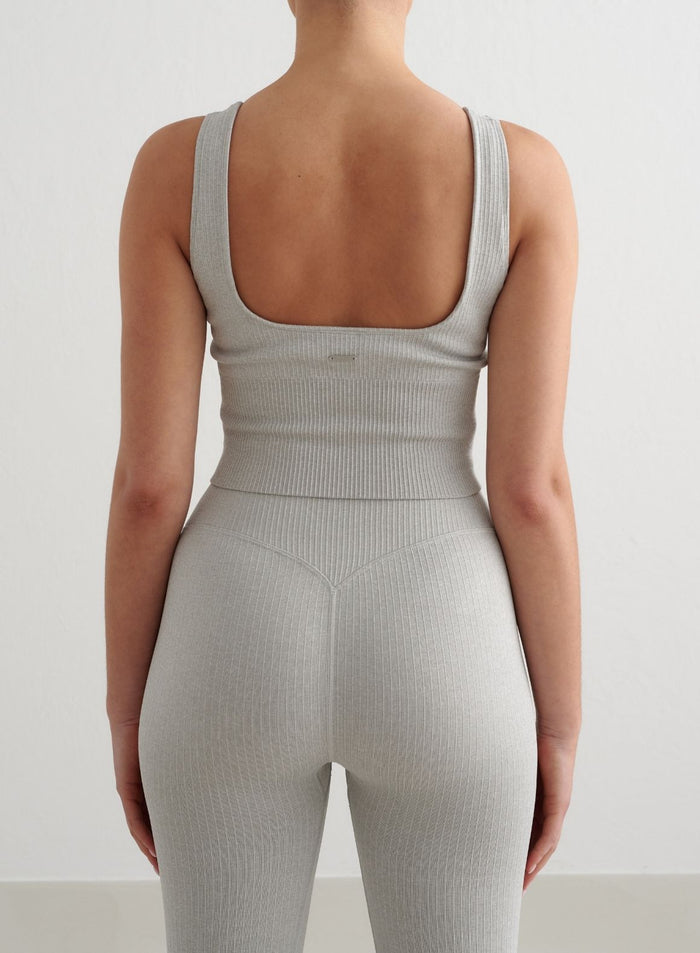 Grey Melange Ribbed Seamless Shaping Bralette