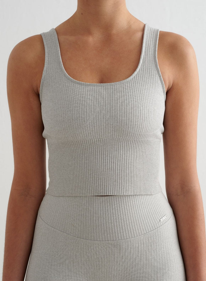 Grey Melange Ribbed Seamless Shaping Bralette