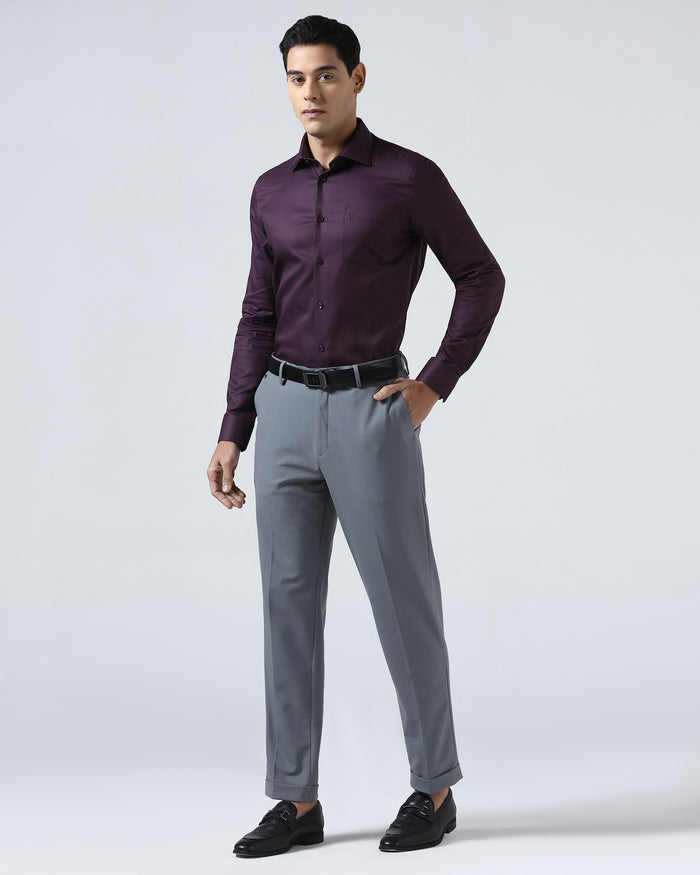 Grey Solid Trouser - Joshua
