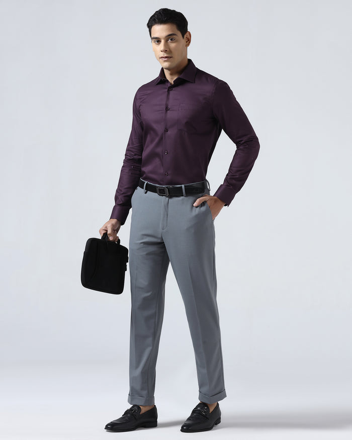 Grey Solid Trouser - Joshua