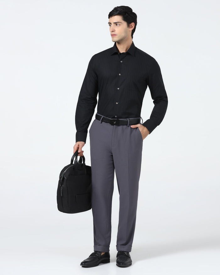 Grey Textured Trouser - Palmer