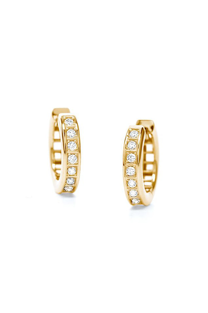 Half-Full Set Pixel Dust Petite Hoops - White Diamonds in Yellow Gold
