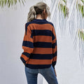 Half Placket Striped Sweater - foxberryparkproducts