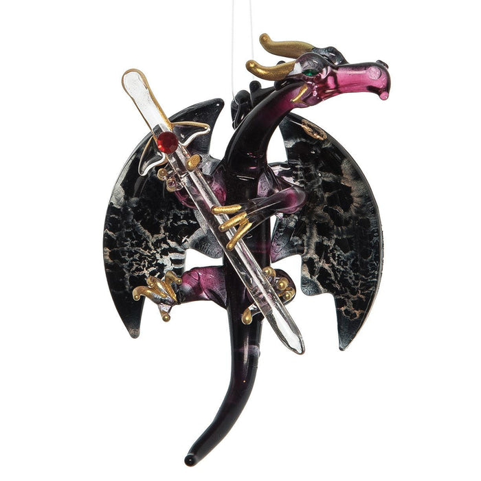 Hand-Blown Glass Dragon & Sword Ornament