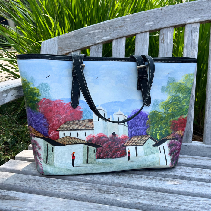 Hand-Painted Leather Tote