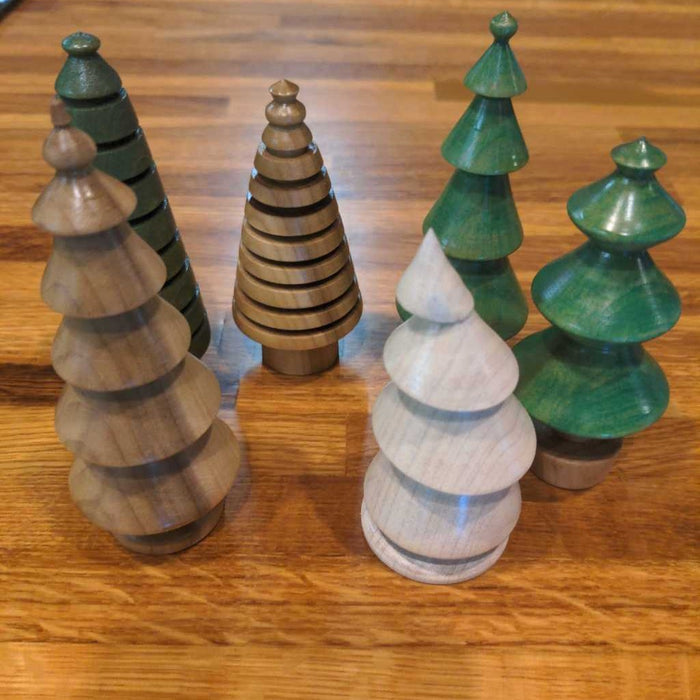 Hand Turned Pine Tree Figurines