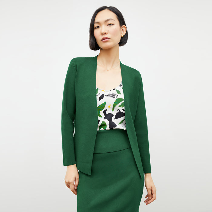Front image of a woman wearing the harlem skirt in vine