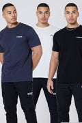 Hartfield 3-Pack Regular Cotton T-Shirt - Black/Navy/White