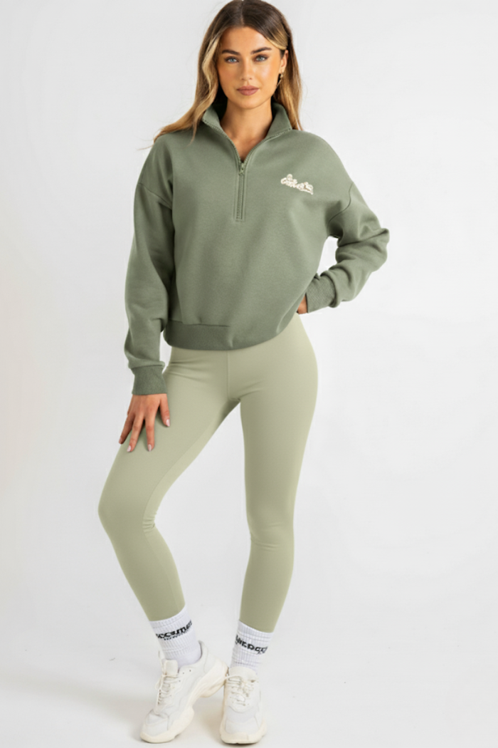 Hatherley Half-Zip Sweatshirt & Leggings Set - Olive