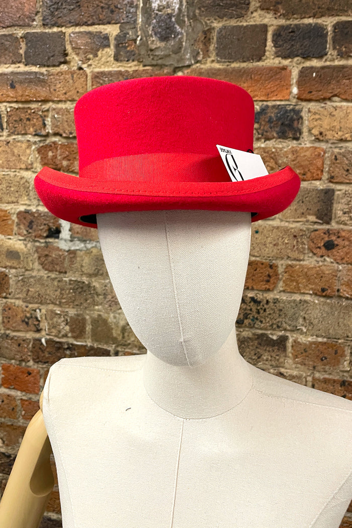 Hatsanity Red Wool Classic Top Hat image 0