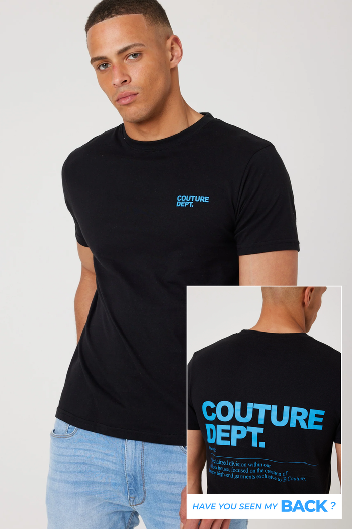 Haydon Walk Regular Fit Cotton T-Shirt - Black/Blue