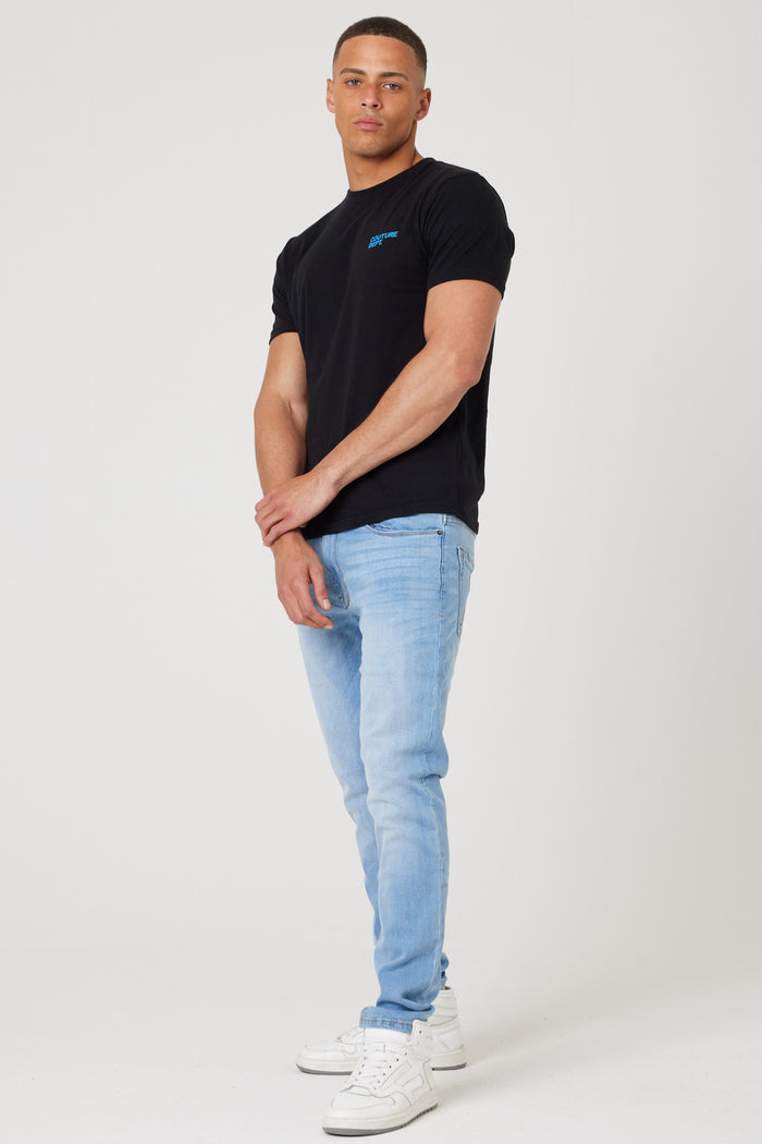 Haydon Walk Regular Fit Cotton T-Shirt - Black/Blue