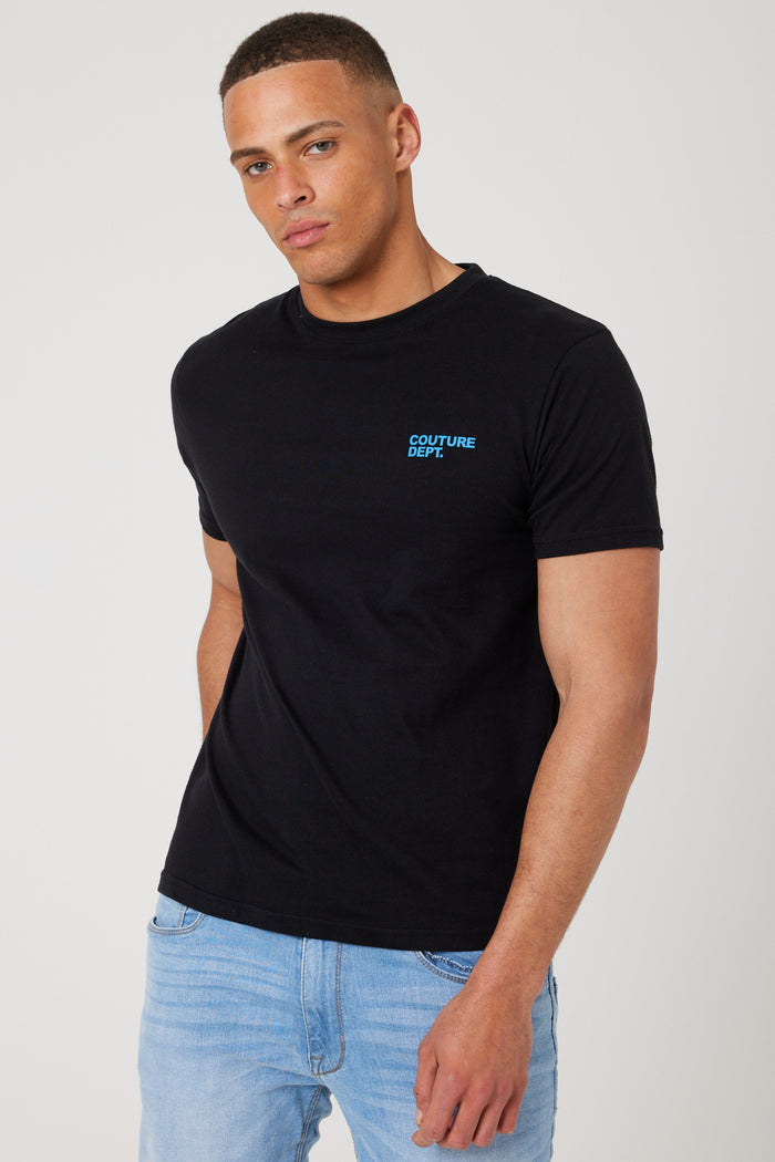 Haydon Walk Regular Fit Cotton T-Shirt - Black/Blue
