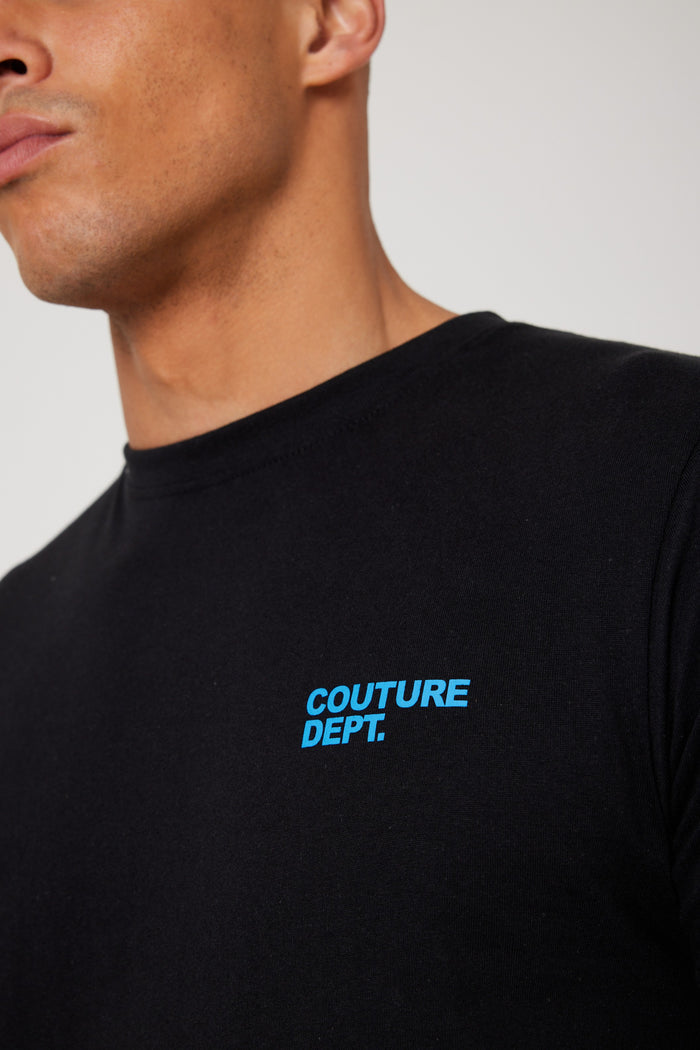 Haydon Walk Regular Fit Cotton T-Shirt - Black/Blue