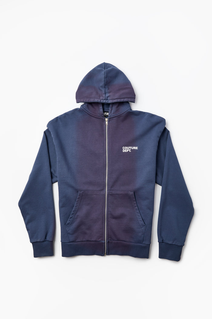 Heavyweight Oversized Couture Dept Zip Hoodie - Blue