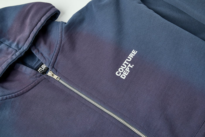 Heavyweight Oversized Couture Dept Zip Hoodie - Blue