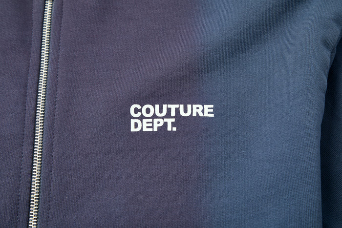 Heavyweight Oversized Couture Dept Zip Hoodie - Blue