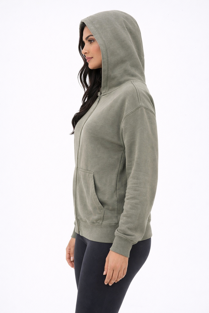 Heavyweight Oversized Couture Dept Zip Hoodie - Green