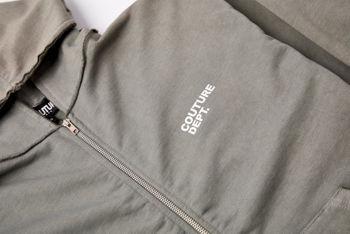 Heavyweight Oversized Couture Dept Zip Hoodie - Green