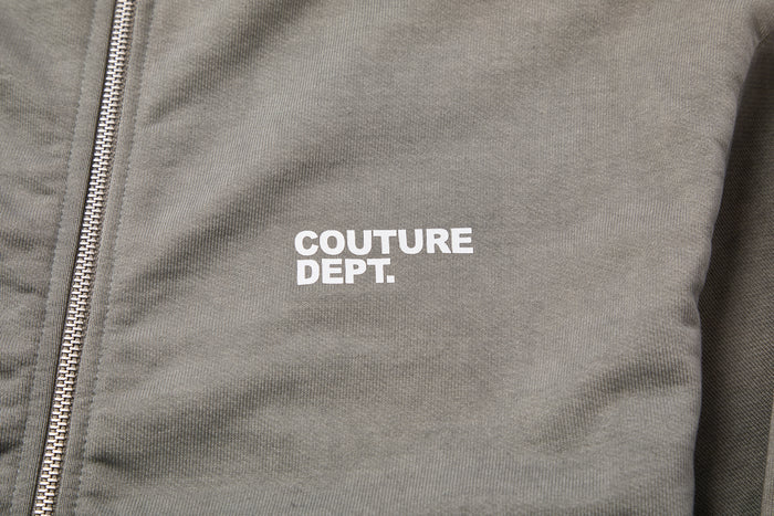 Heavyweight Oversized Couture Dept Zip Hoodie - Green