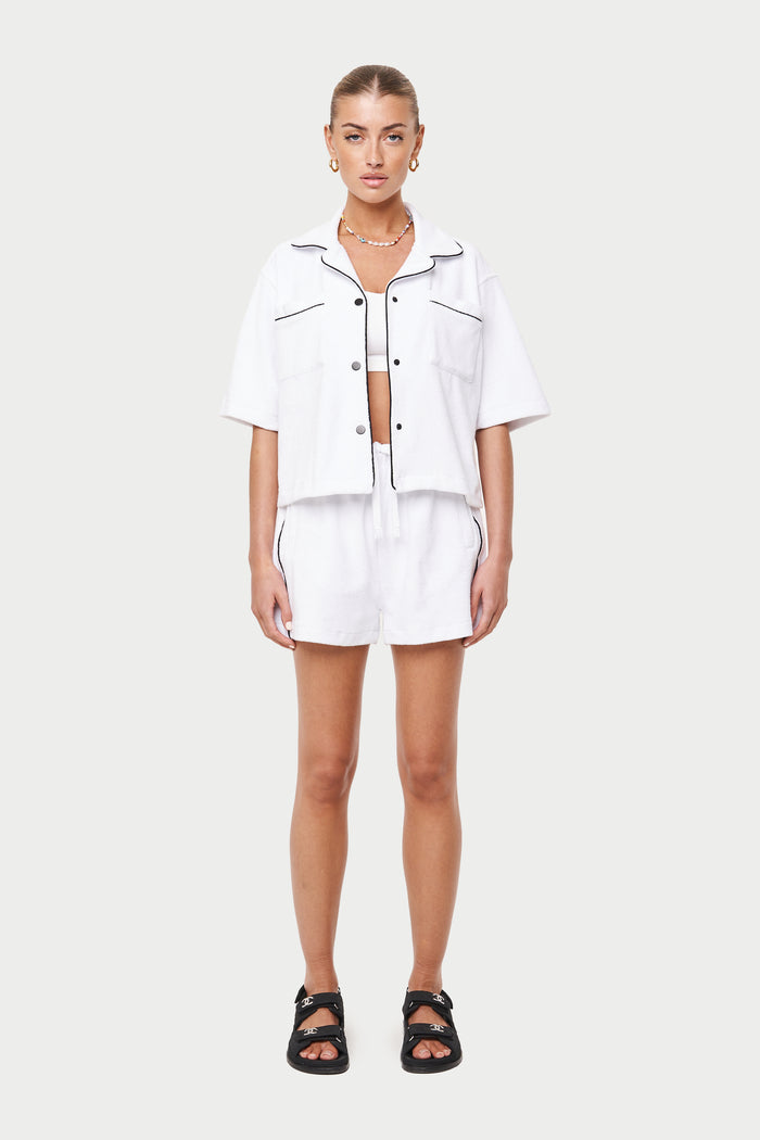 HEAVYWEIGHT TOWELLED RESORT SHORTS - WHITE