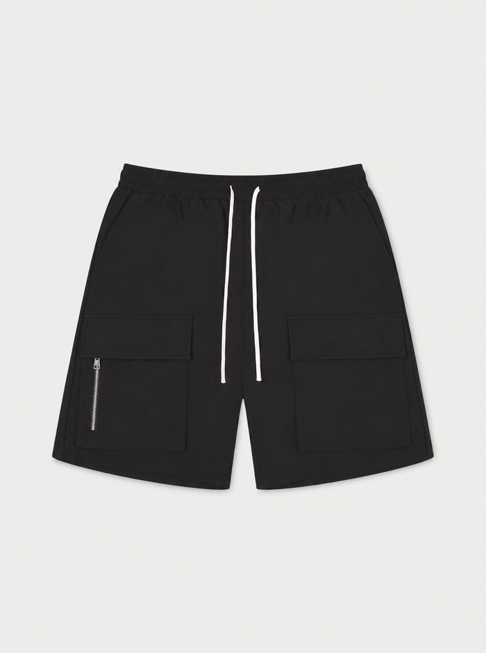 HEAVYWEIGHT ZIP CARGO SHORTS BLACK