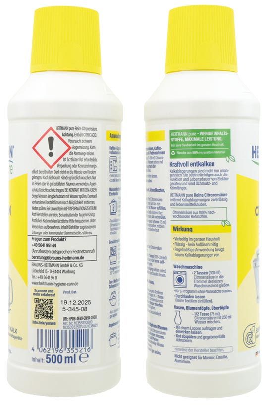 Heitmann Pure Pure Citric Acid 500ml