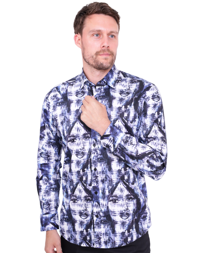 Hidden Face's Print Men's Shirt-Makrom