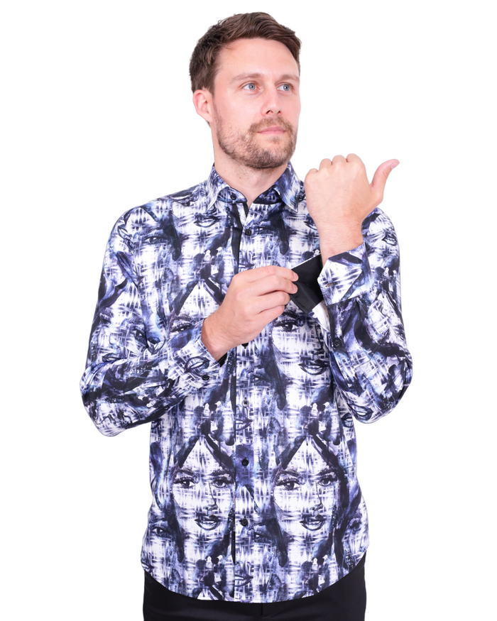 Hidden Face's Print Men's Shirt-Makrom