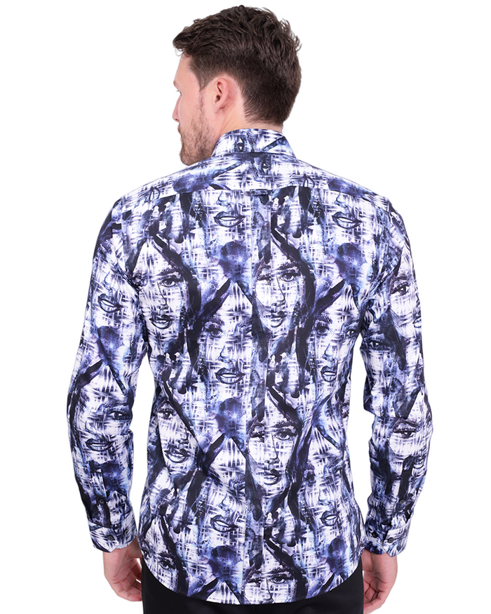 Hidden Face's Print Men's Shirt-Makrom